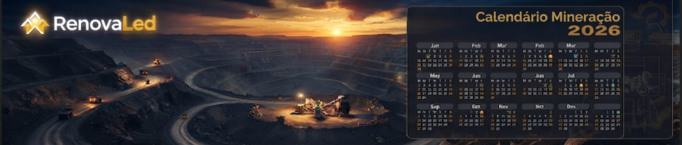 Calendário de Eventos da Mineração 2026 com principais feiras e seminários do setor no Brasil. A RenovaLed acompanha as tendências em eficiência energética, retrofit de luminárias LED e ESG para indústrias mineradoras.